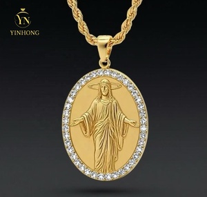 México joyería de moda S925 joyería de plata Rhinestone Cz bendito Santo granizo Virgen María colgante collares - Product Image 5