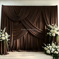 Rideau de fond en soie de lait marron foncé sur mesure, toutes tailles, pour mariage et fête
