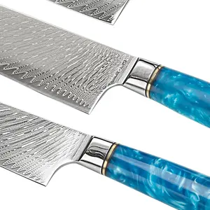 Набор кухонных ножей из дамасской стали