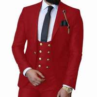 Grosir Pabrik 3 Potong Jas Tuxedo Pria Biru Royal Klasik Model Double Breasted untuk Pengiring Pria, Pesta Prom, dan Pernikahan