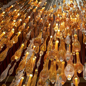 Lustre de Luxe pour Escalier, Suspension LED Dorée Goutte d'Eau, Lampe Suspendue en Cristal pour Loft et Restaurant, Haute Luminosité, Angle de Faisceau <span class=keywords><strong>50</strong></span>° - Product Image 4