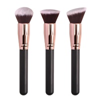 Pinceau cosmétique professionnel à manche en bois, en fibres artificielles, pour le maquillage du visage, application de poudre de contour et de fond de teint