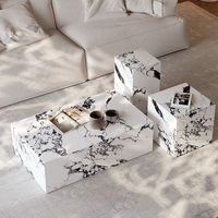 Combinaison créative de table basse et de meuble TV avec plaque de roche, personnalisation de table d'angle moderne de luxe italienne légère