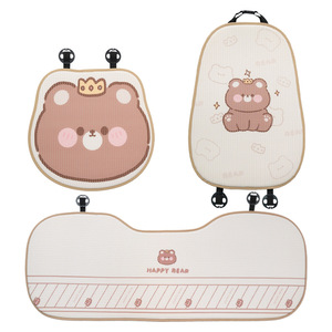 Coussins de siège de voiture Crown Brown Bear en tissu maillé antidérapant semi-fermé, housses de siège toutes saisons pour la décoration intérieure de la voiture - Product Image 5