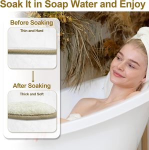 Custom logo Natural Loofah Exfoliating Body Scrubber Shower Loofah Pad Sponge Bath Shower for Face and Body for Women and Men - Product Image 4