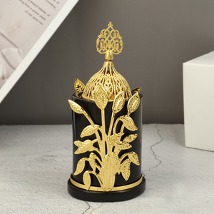 Brûleur d'encens minimaliste en métal doré en forme d'arbre, style simple, décoration aromatique pour la maison, porte-bougie de luxe léger pour huiles essentielles - Product Image 3