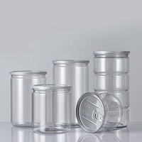 Bocaux en plastique transparents à ouverture facile avec couvercle à anneau, pour l'emballage de thon et de conserves alimentaires pour animaux de compagnie