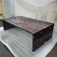 Table basse moderne en marbre rouge naturel Rosso Levanto, écologique, pour salon, appartement, hôtel et mobilier de salle à manger