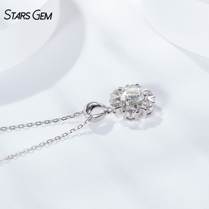 Starsgem 1ct Brilliant Snowflake Pendant <b>Necklace</b> DEF Lab Grown Diamond VVS Rhodium Plated 925 Sterling Silver Fine Jewelry - Product Image 4