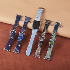 Correa de reloj de tela vaquera con estampado de galaxia estilo coreano Upro para Apple Ultra 49 46 45 42 40 mm, correa de tela moderna para iWatch. - Product Image 1