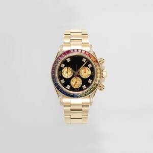 Reloj Mecánico Cronógrafo de Alta Calidad al por Mayor, Acero Inoxidable 904L, ETA 4130, con Gemas de Arcoíris y Diamantes - Product Image 2