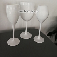 Set Gelas Anggur Plastik 3.2L Putih Hitam Transparan, Gelas Flute, Goblet, dan Wadah Es Anggur untuk Champagne dan Anggur Merah dengan Pegangan