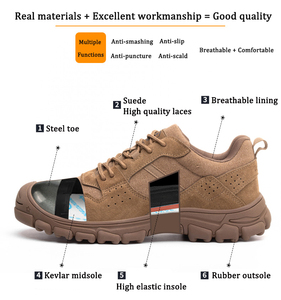 JIANKUN Chaussures de sécurité unisexes à bout en acier pour hommes, chaussures de travail anti-écrasement anti-crevaison, semelle intermédiaire, soudeur anti-brûlure, chaussures de sécurité pour hommes - Product Image 2