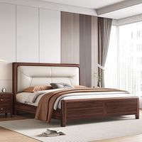 Lit de chambre à coucher en bois massif de noyer noir d'Amérique du Nord, écologique, moderne, minimaliste, luxe léger, nouveau style chinois