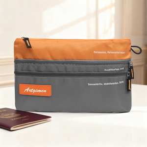 Organisateur de documents de voyage multi-poches, porte-passeport avec 3 compartiments zippés pour cartes de crédit, argent liquide, téléphone, essentiel pour les voyages - Product Image 5