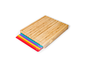 Wooden <strong>Chopping</strong> <strong>Board</strong> Bamboo Cutting <strong>Board</strong> Set with 6 <strong>Color</strong> <strong>Coded</strong> Flexible Plastic Cutting <strong>Boards</strong>