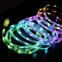 Guirlandes lumineuses LED fines intelligentes RGB imperméables IP65 pour extérieur, 28V, PVC, découpables, avec application contrôlée par Wi-Fi