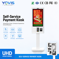 Kiosque de point de vente en libre-service pour restaurant, écran tactile HD 21,5 pouces, lecteur NFC, scanner de code QR, impression automatique de reçus, aluminium, multi-usages