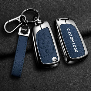 Housse de clé de voiture en alliage de zinc et cuir pour <span class=keywords><strong>Peugeot</strong></span> 408 4008 206 207 301 307 <span class=keywords><strong>308</strong></span> RCZ, luxe, anti-rayures, anti-chute, <span class=keywords><strong>protection</strong></span> complète - Product Image 1