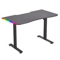 Bureau de jeu motorisé avec éclairage RGB intégré, finition mate, table électrique réglable en hauteur pour configuration de joueur professionnel