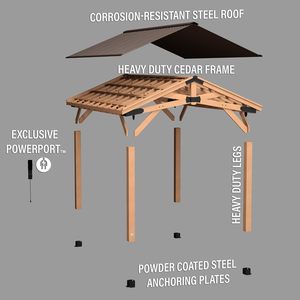 Gazebo <span class=keywords><strong>en</strong></span> <span class=keywords><strong>bois</strong></span> de cèdre de 16 pi x 12 pi, toit <span class=keywords><strong>en</strong></span> acier isolé thermiquement, bâtiment de jardin extérieur durable avec pergola <span class=keywords><strong>en</strong></span> <span class=keywords><strong>bois</strong></span> - Product Image 4