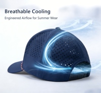 Casquette de baseball à séchage rapide découpée au laser, imperméable, respirante, 5 panneaux, pour le golf et le cyclisme, avec cordon