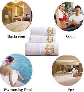 Wholesale Quick-Dry Bath <b>Towel</b> <b>Set</b> 100% Cotton Thicker Embroidery Jacquard Hotel White Hand <b>Towel</b> Custom Logo - Product Image 2