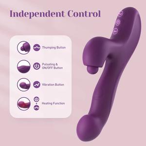 Nuovo caldo 3 in 1 coniglio vibratore Dildo con pulsante triplo vibrante riscaldamento G Spot Clit stimolatore giocattoli sessuali vibratore per le donne - Product Image 6