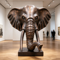 Statue d'art animalier personnalisable de grande taille, sculpture en bronze moderne de luxe pour hall d'hôtel, statue de tête d'éléphant