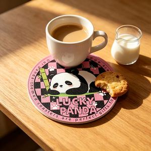 Cute Cartoon Double Sided UV Printing Coasters PU Leather <b>Waterproof</b> Cup Coaster Insulated Dining Mat Heat Resistant Home Table - Product Image 1