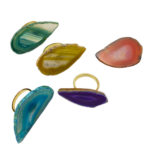 Ronds de serviette de luxe en pierre d'agate pour les mariages, couverts de vaisselle écologique avec bongo au design naturel - Product Image 1