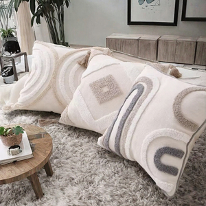 Funda de Cojín Cuadrada Bordada Estilo Boho, Funda de Almohada Decorativa de Poliéster y Algodón para Hogar, Hotel, Sofá - Product Image 2