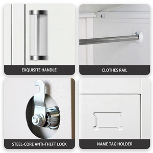 Armadietto Guardaroba Robusto in Metallo d'Acciaio dal Design Moderno con Asta Appendiabiti e Serratura per Dipendenti, Sala da Pranzo, Soggiorno - Product Image 5