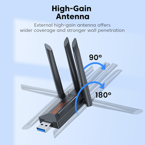 Adaptador Wi-Fi 6 5.4 Toocki <span class=keywords><strong>AX9000</strong></span> sin Controlador, Antenas Giratorias MU-MIMO para Windows 10/11 - Product Image 6
