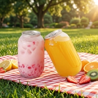 Gobelet en plastique rond personnalisé de 330 ml et 500 ml, gobelet souple en PET, boîte à gâteau transparente, canettes en plastique pour jus de fruits et sodas avec couvercle scellé