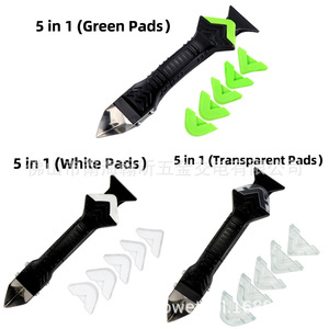 <b>Silicone</b> Trowel Scraper 5 In 1 Stainless Steel Blade Ergonomic Handle With 7 Pc Corner <b>Tools</b> For Sealant Application - Product Image 2
