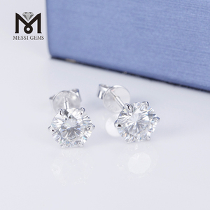 Listo para enviar MSE-519 Pendientes de diamantes de laboratorio con forma redonda en oro de 18K. - Product Image 1