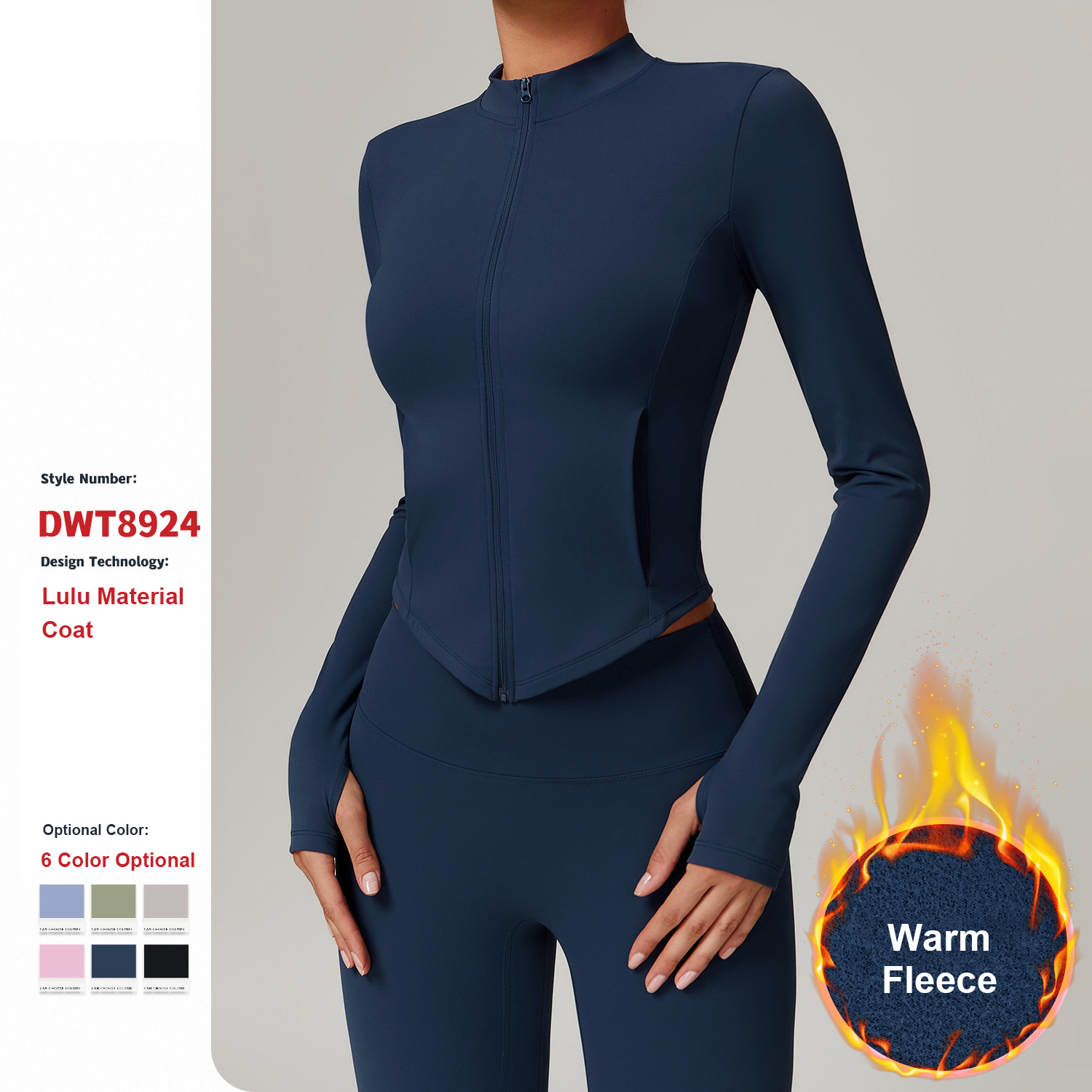 Custom Autumn Winter Long Sleeve Stand Collar Plush Yoga Wear Women'S Windproof Coat Sports Warm Tops Fitness Jacket With Zipper