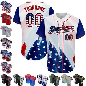 Maillots de baseball personnalisables à manches courtes avec motif feuille de palmier hawaïenne et drapeau américain, style chemise tropicale de plage, pour le baseball et le softball - Product Image 4
