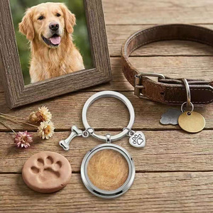 Roestvrijstalen urn-sleutelhanger voor huisdieren, rond medaillon, geschikt voor honden- en kattenas, haar, botten en pootjes. - Product Image 5