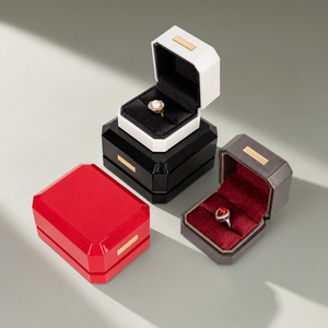 Zebopak Glossy Black Octagon Lacquer <b>Jewellery</b> <b>Box</b> Set with Orange Velvet and Gold Trim Christmas Holiday Gift Supplier - Product Image 3