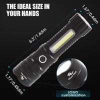 Lampe torche compacte magnétique multifonctionnelle Shan Bao avec zoom et lumière ultra-puissante USB (LOGO personnalisable exclusif)