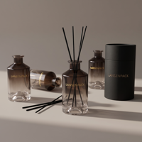 Bouteille diffuseur de parfum en verre ambré de 200 ml avec bouchon en liège et bâtonnets – Contenant pour diffuseur d'arômes d'intérieur