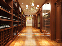 Vin rouge de magasin de vin, dernier modèle de luxe, mécanisme de courses, conception de support à verres suspendus, armoire en bois, installation pour nouvelles magasins de liqueur