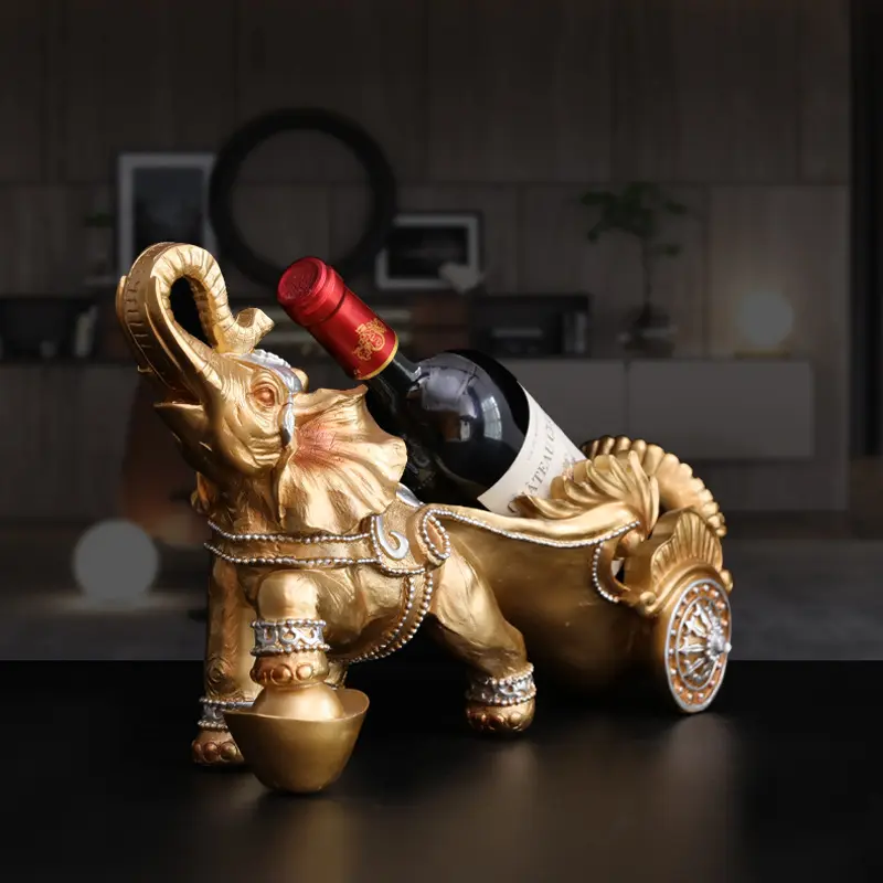 Luxury Modern Elephant Wine Rack Ornament Resin Christmas Gifts Crafts Home Decoration