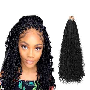 Échantillon Gratuit Vente en Gros Mèches Synthétiques Tressées Boho River Locs de 22 Pouces de Haute Qualité Tresses Africaines au Crochet Bouclées - Product Image 2