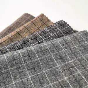 Knitting jacquard 100%polyester grid brushed fabric for overcoat