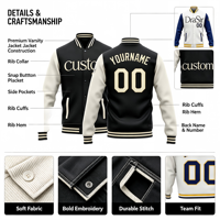 Service OEM Veste de baseball unisexe style Letterman pour le printemps, avec patch vintage en chenille brodé, séchage rapide et coupe-vent