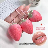 SHAQINUO Baume à lèvres liquide hydratant et soignant aux fraises Bobo, avec pendentif mignon, masque de nuit pour les lèvres