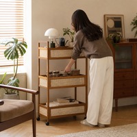 Chariot de rangement utilitaire en bambou, 3 niveaux, 35cm, 50cm, 70cm, mobile, pour la maison, la cuisine, la chambre, le balcon, vente en gros, directement du fournisseur